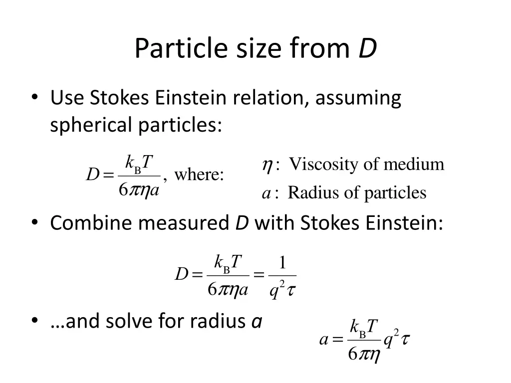 particle size from d
