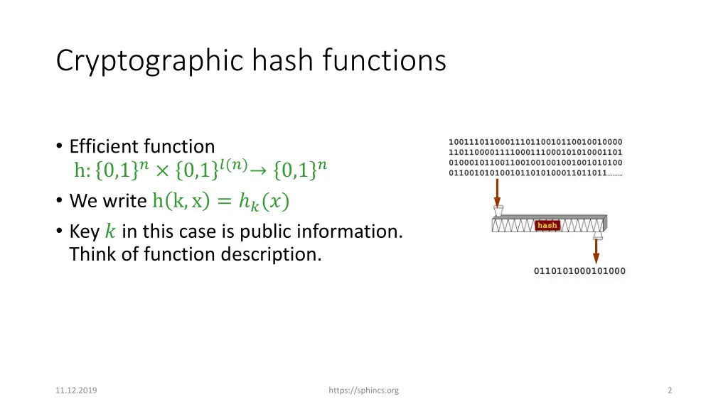 cryptographic hash functions