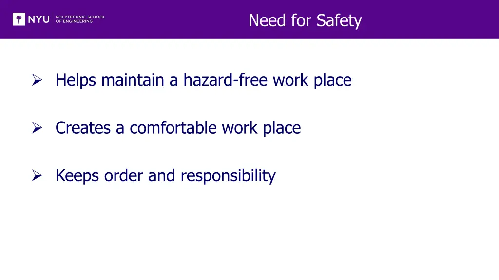 need for safety
