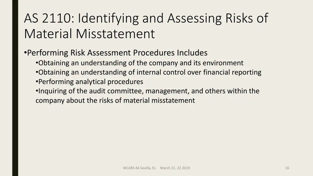 as 2110 identifying and assessing risks