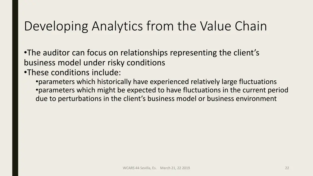 developing analytics from the value chain