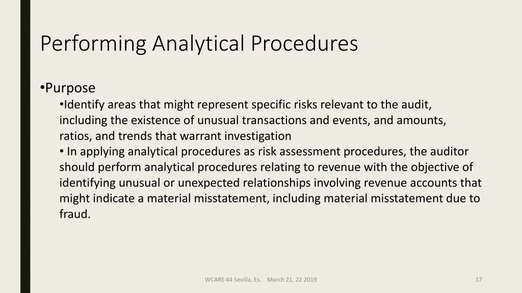 performing analytical procedures