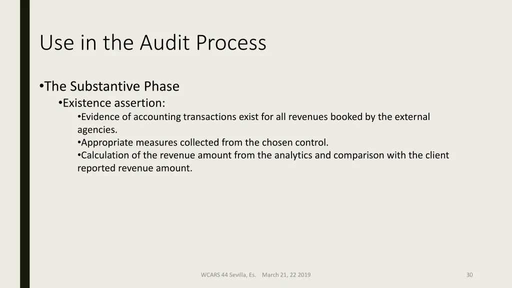 use in the audit process 4