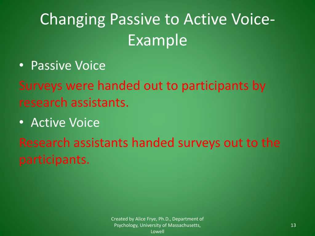 changing passive to active voice example