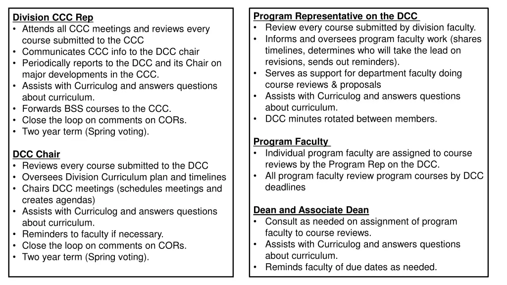 program representative on the dcc review every