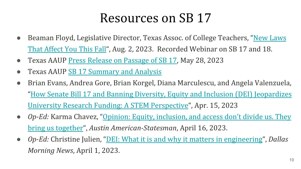 resources on sb 17