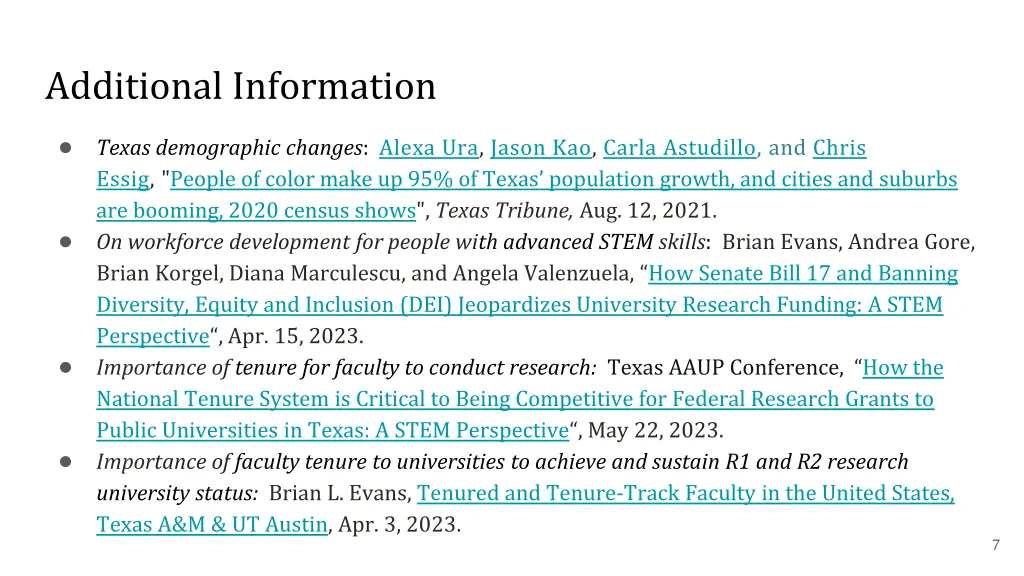 additional information