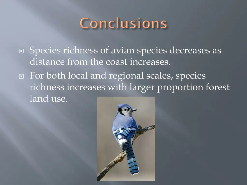 species richness of avian species decreases