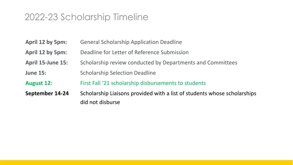 2022 23 scholarship timeline