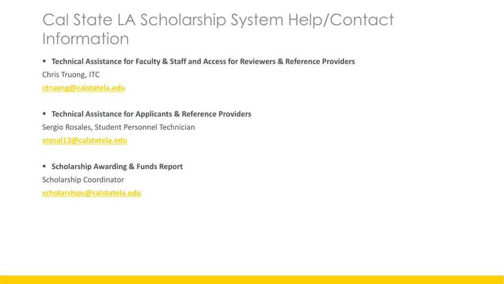 cal state la scholarship system help contact