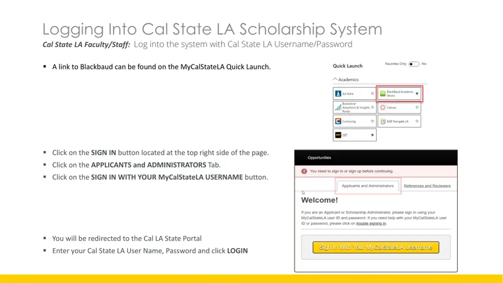 logging into cal state la scholarship system