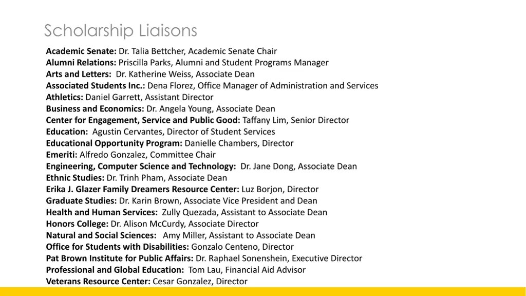scholarship liaisons