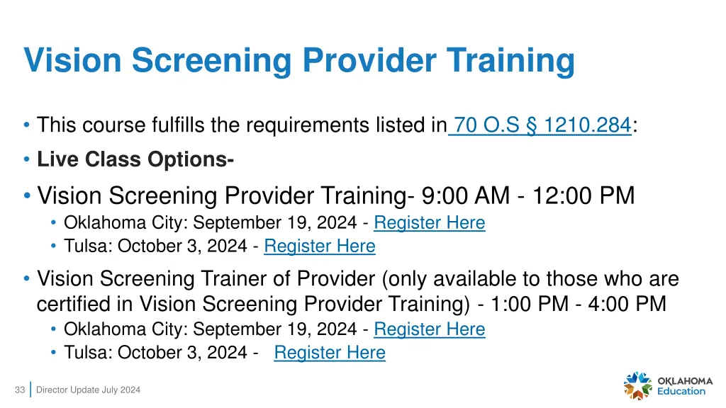 vision screening provider training