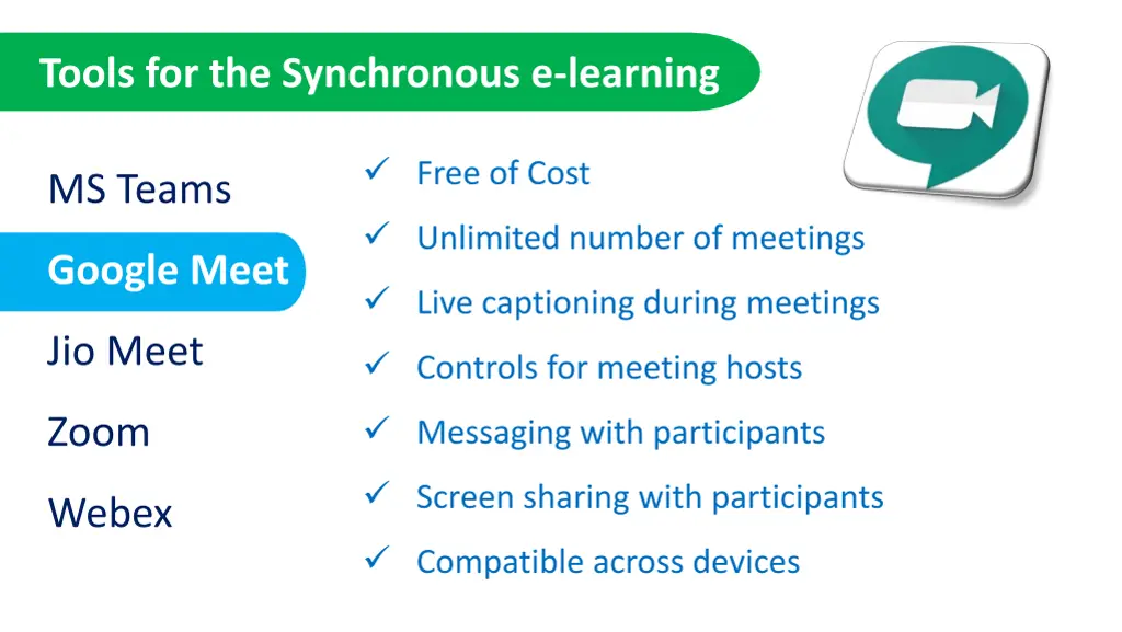 tools for the synchronous e learning