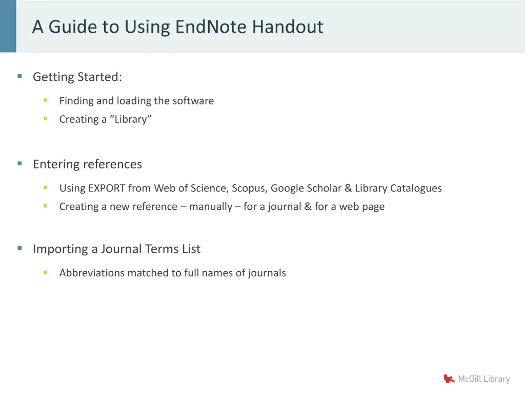 a guide to using endnote handout