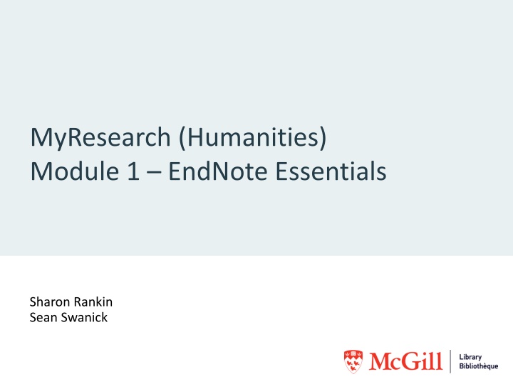 myresearch humanities module 1 endnote essentials