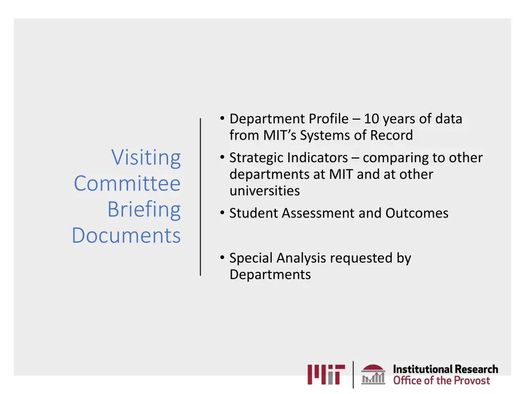 department profile 10 years of data from