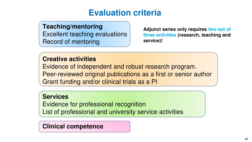evaluation criteria