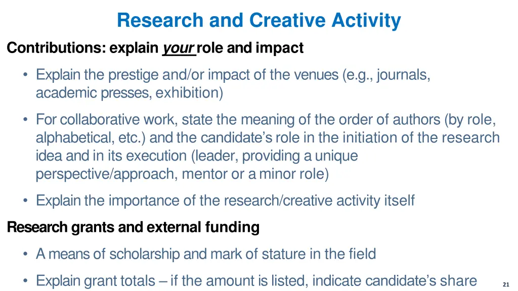 research and creative activity