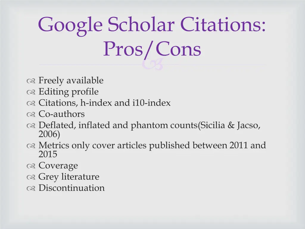 google scholar citations pros cons