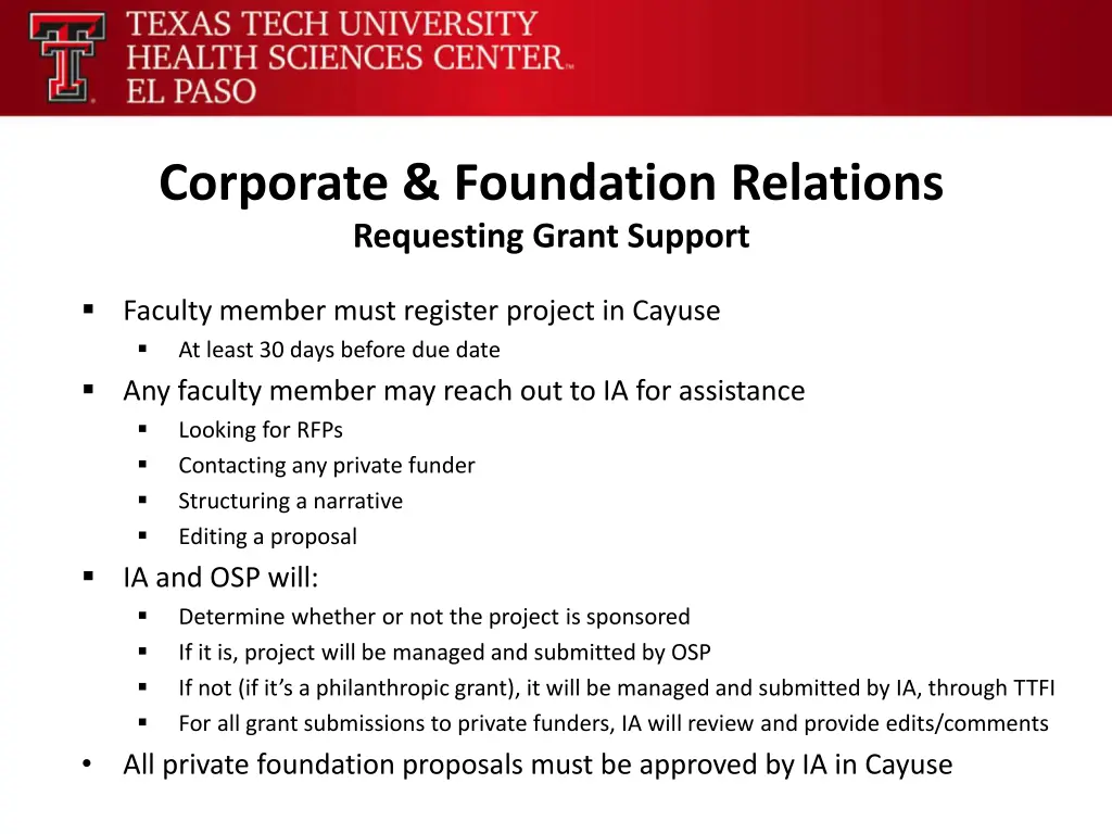 corporate foundation relations requesting grant