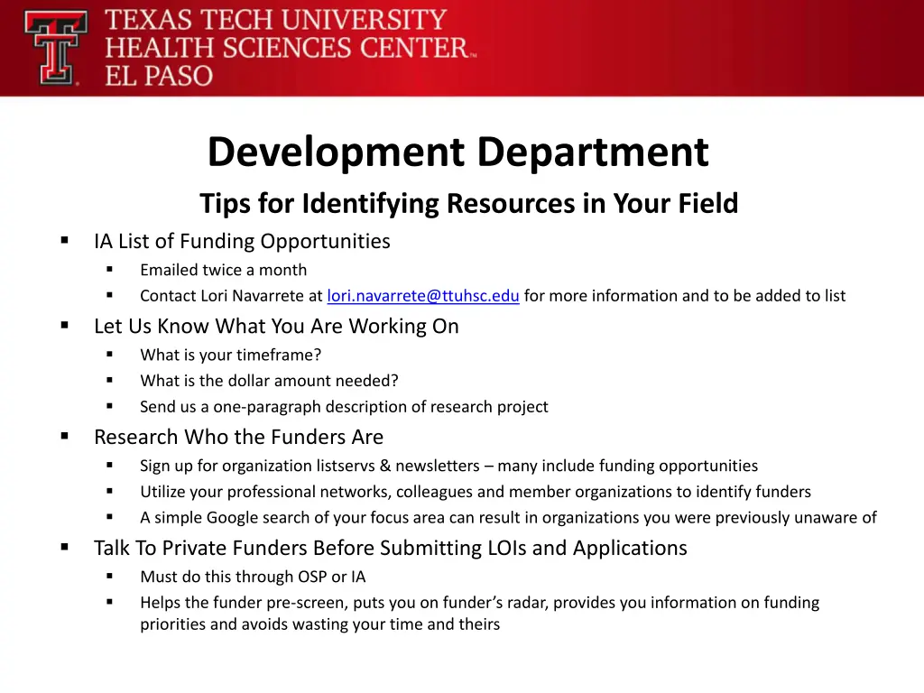 development department tips for identifying