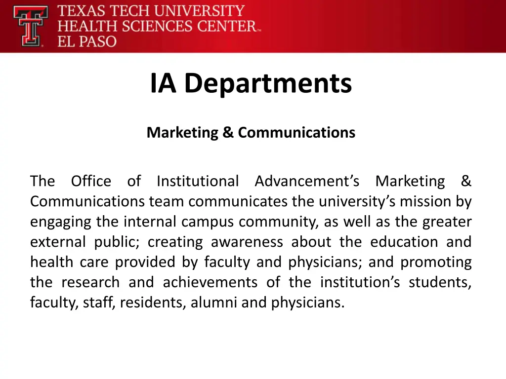 ia departments