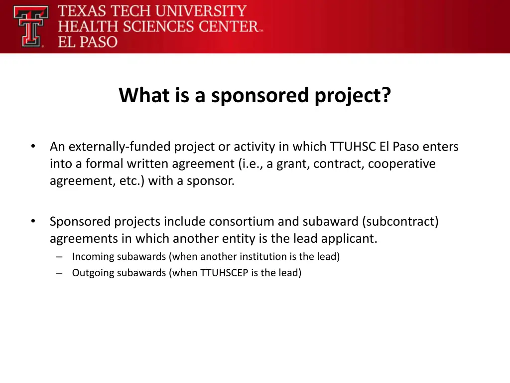 what is a sponsored project