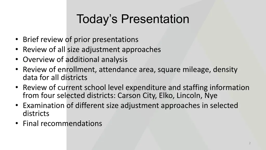 today s presentation