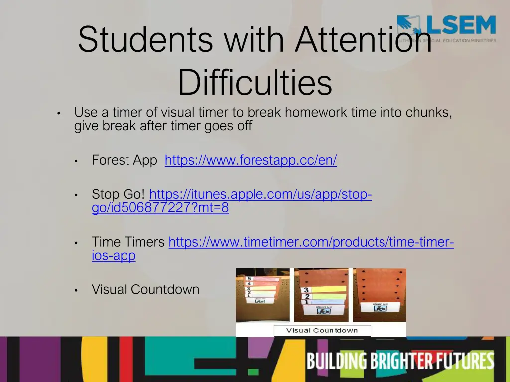 students with attention difficulties use a timer