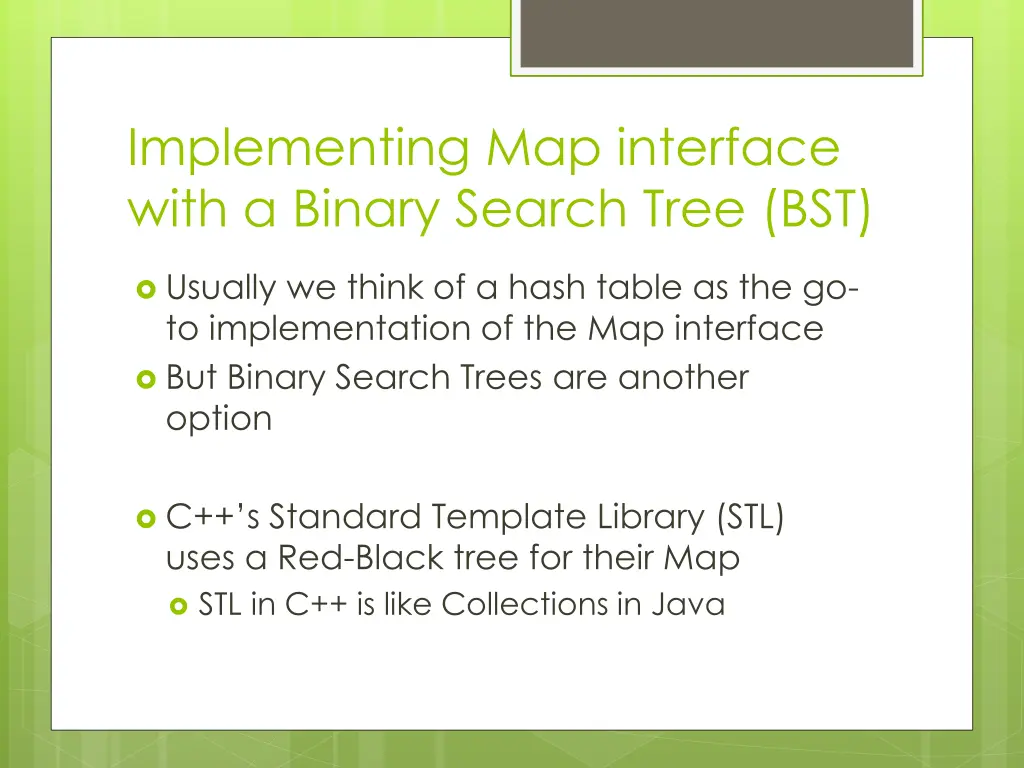 implementing map interface with a binary search