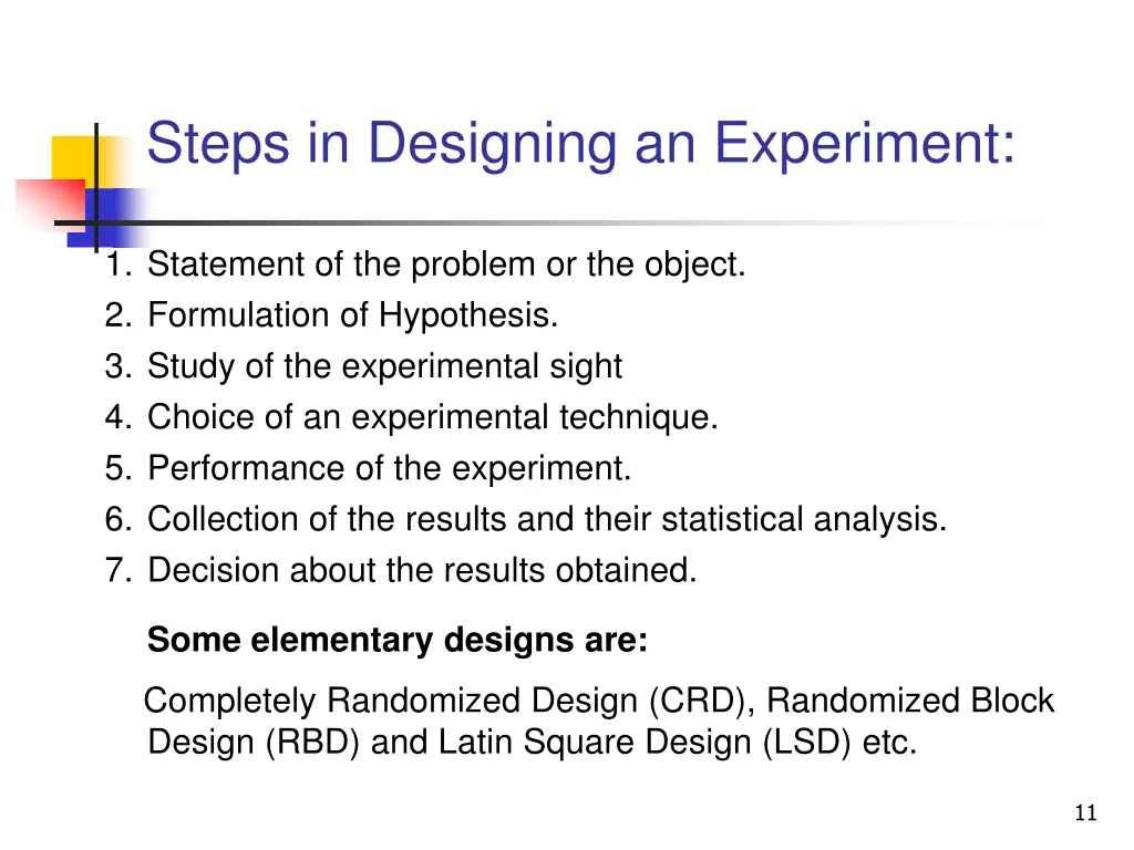 steps in designing an experiment