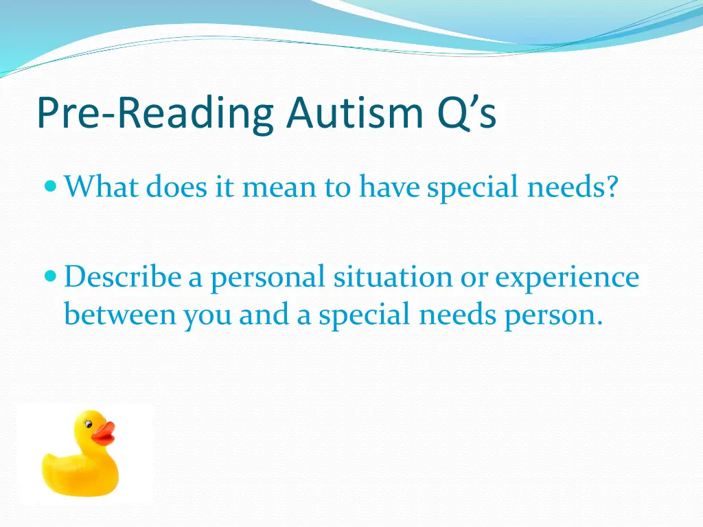 pre reading autism q s