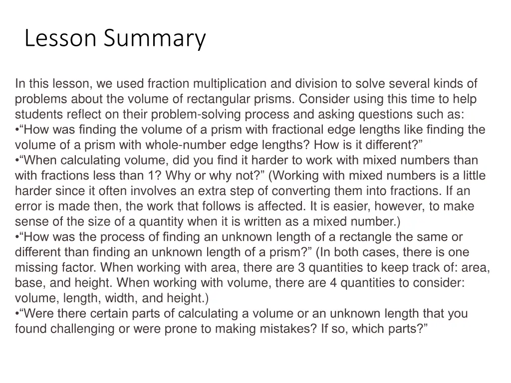 lesson summary