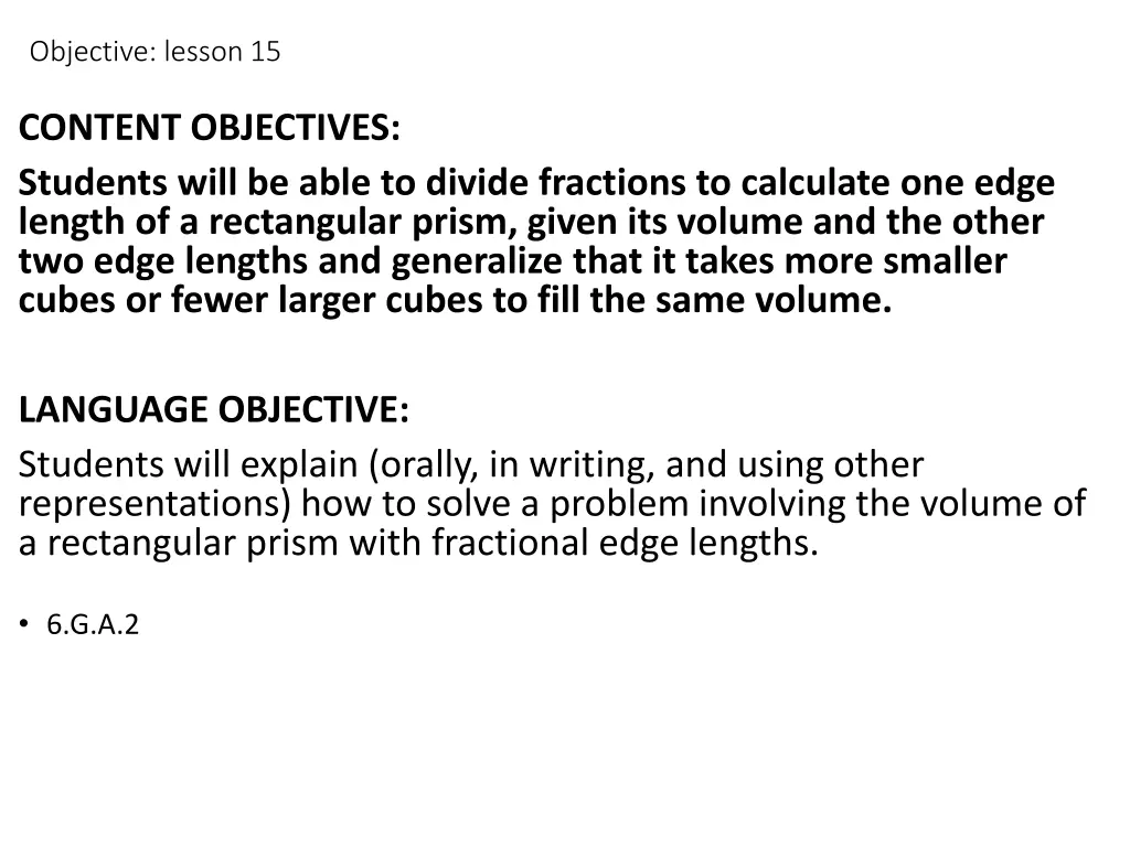 objective lesson 15