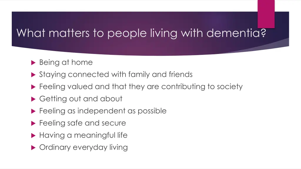 what matters to people living with dementia