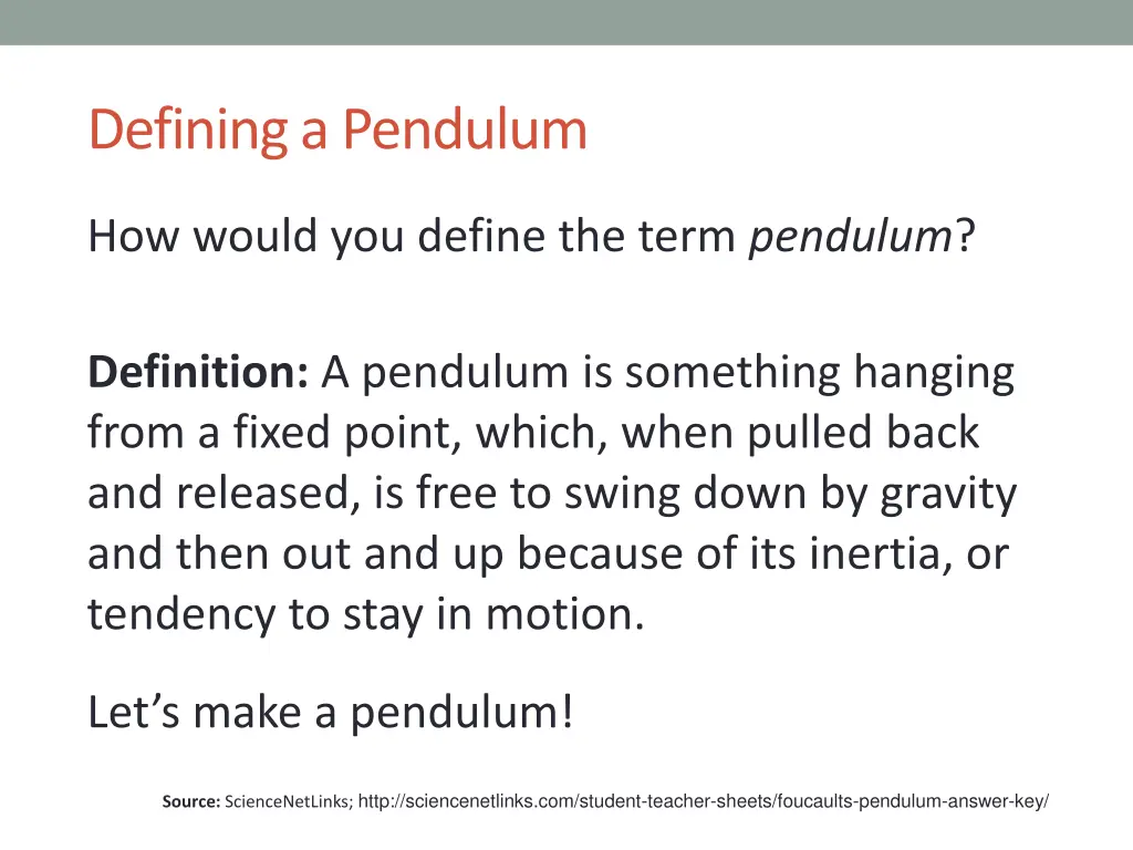 defining a pendulum