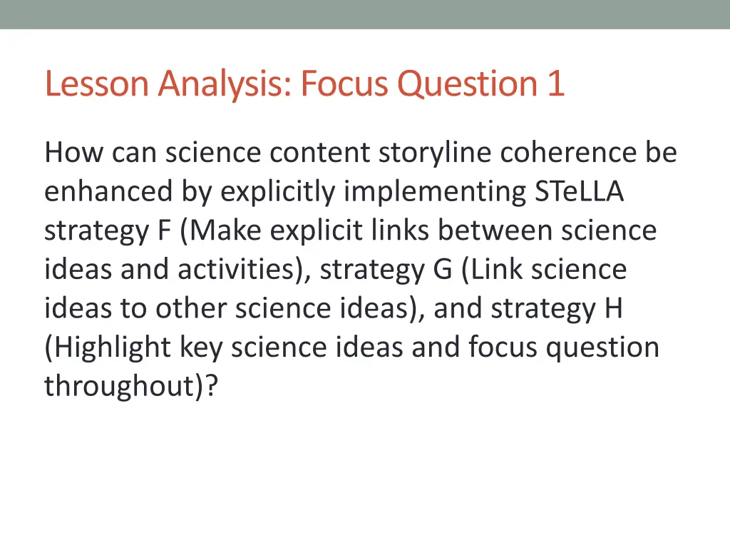 lesson analysis focus question 1