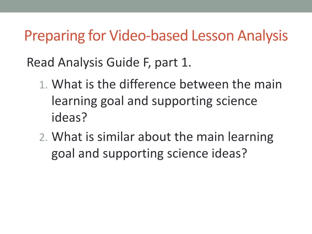 preparing for video based lesson analysis