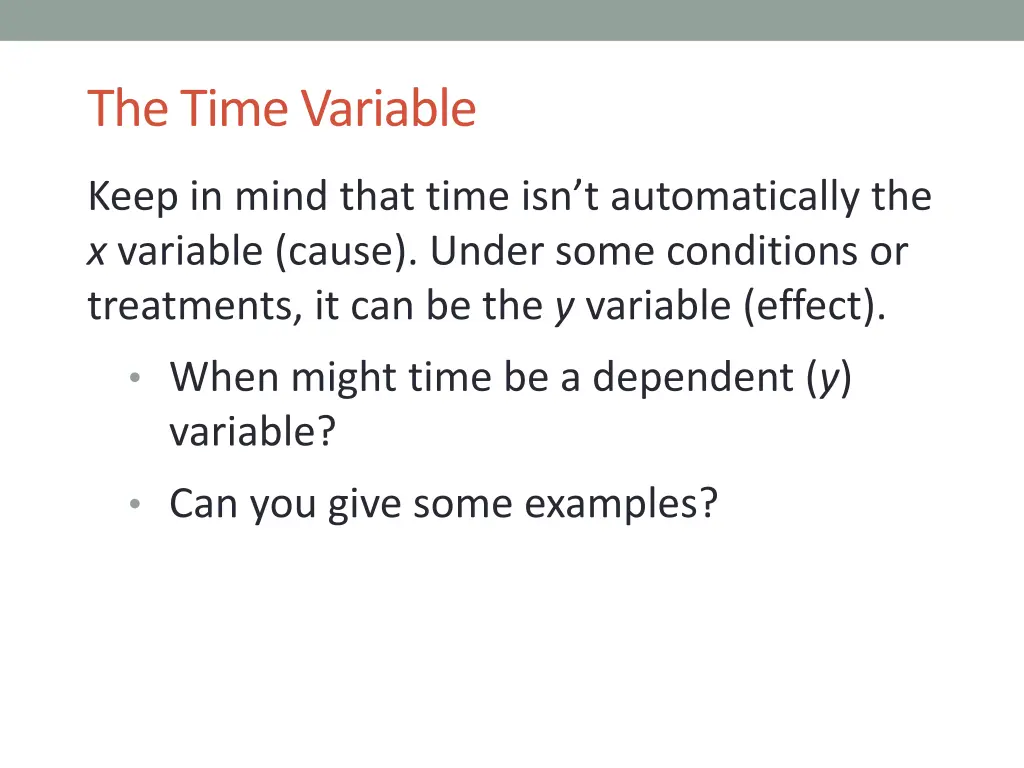 the time variable