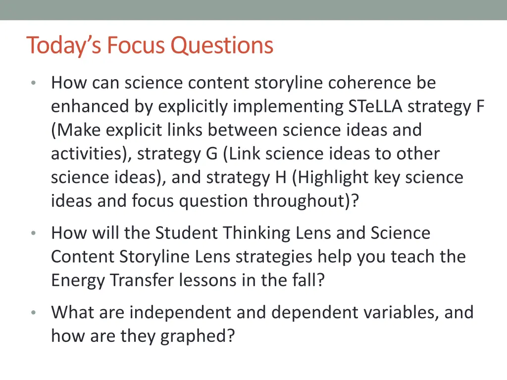 today s focus questions