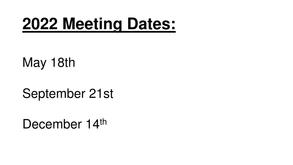 2022 meeting dates