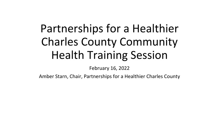partnerships for a healthier charles county