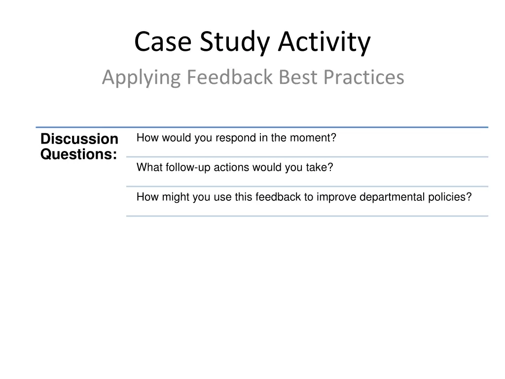 case study activity applying feedback best