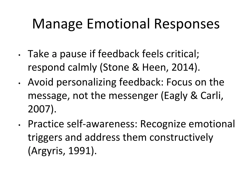 manage emotional responses
