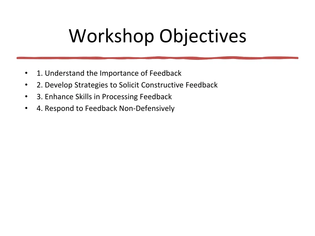 workshop objectives