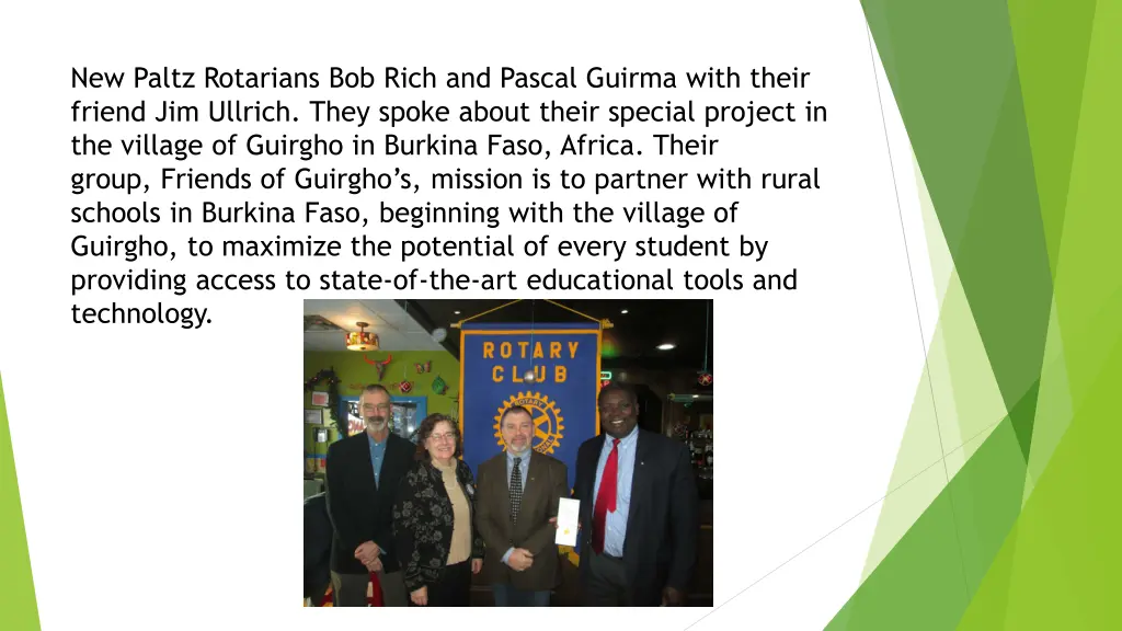 new paltz rotarians bob rich and pascal guirma