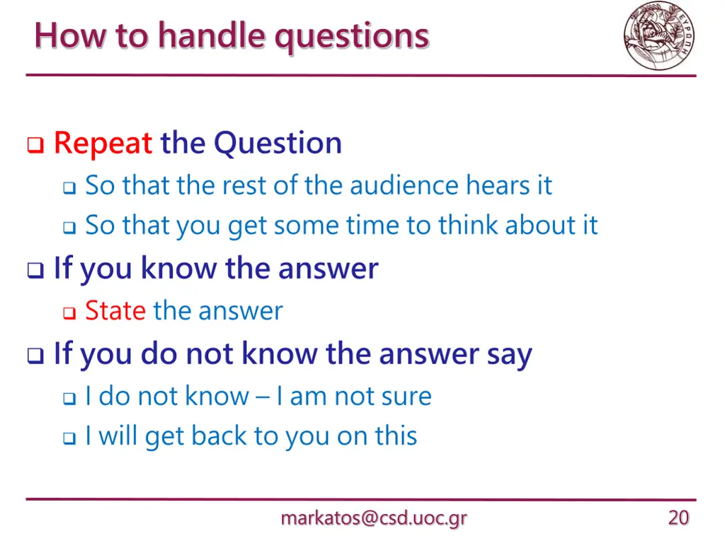 how to handle questions