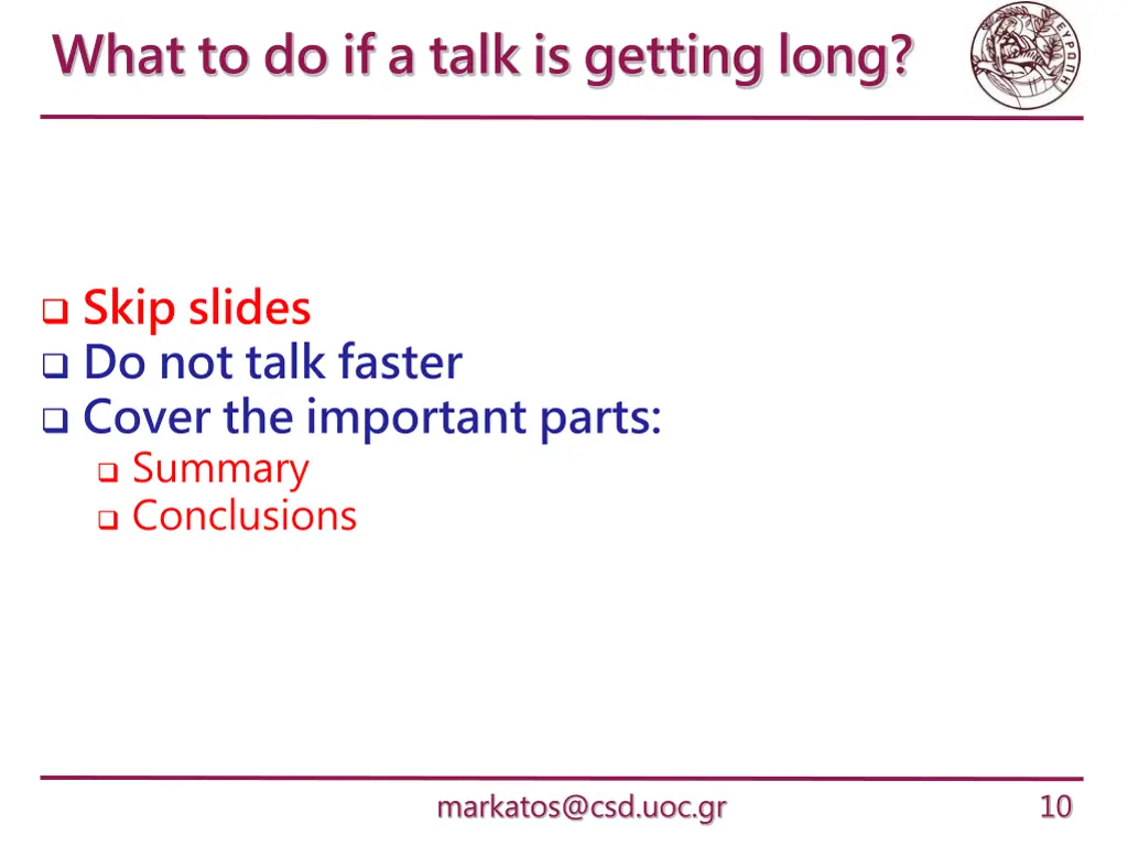 what to do if a talk is getting long