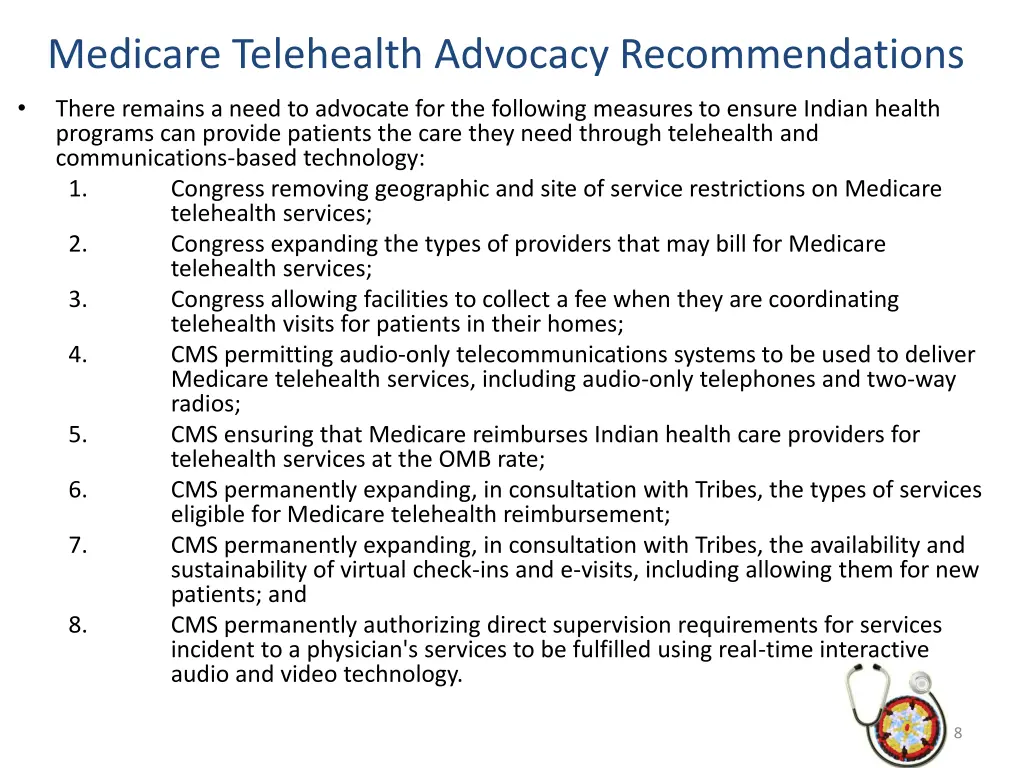 medicare telehealth advocacy recommendations